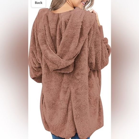 Fleece Cardigans for Women Fuzzy Open Front Hooded Cardigans Winter coats nwt - Picture 2 of 7